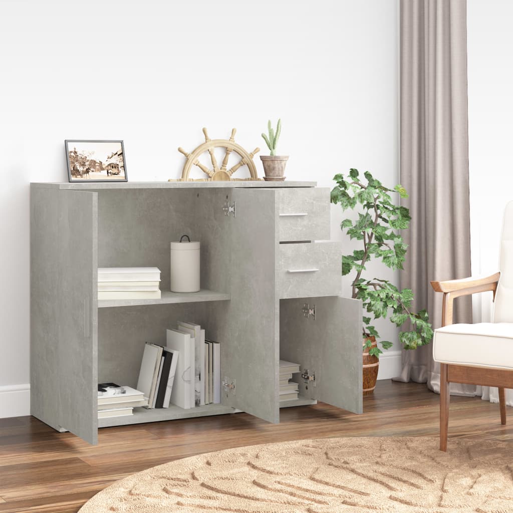Dressoir 91x29,5x75 cm bewerkt hout betongrijs is nu te koop bij PeponiXL, paradijselijk wonen!