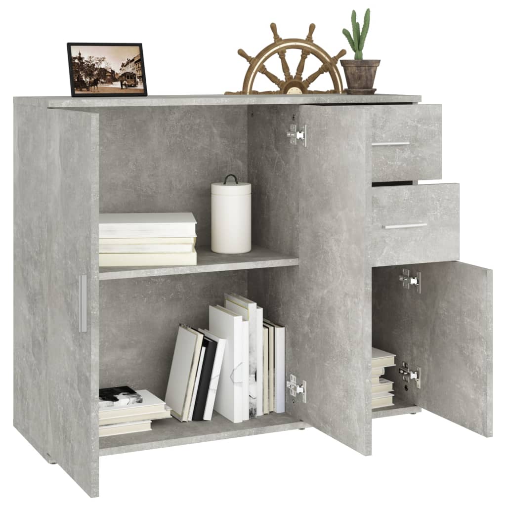 Dressoir 91x29,5x75 cm bewerkt hout betongrijs is nu te koop bij PeponiXL, paradijselijk wonen!