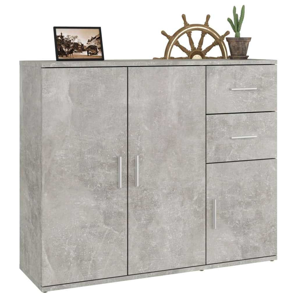 Dressoir 91x29,5x75 cm bewerkt hout betongrijs is nu te koop bij PeponiXL, paradijselijk wonen!