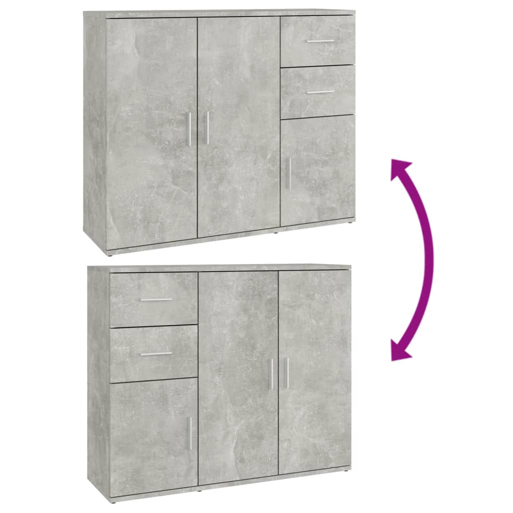 Dressoir 91x29,5x75 cm bewerkt hout betongrijs is nu te koop bij PeponiXL, paradijselijk wonen!