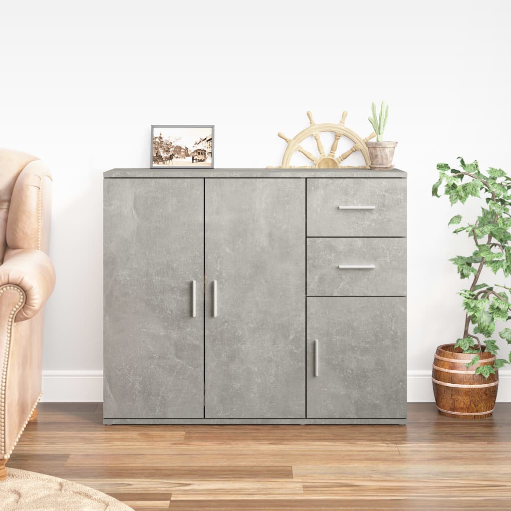 Dressoir 91x29,5x75 cm bewerkt hout betongrijs is nu te koop bij PeponiXL, paradijselijk wonen!