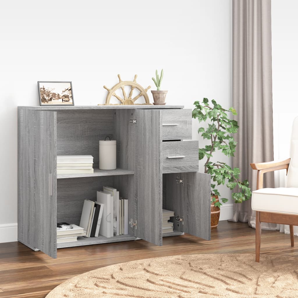 Dressoir 91x29,5x75 cm bewerkt hout grijs sonoma eikenkleurig is nu te koop bij PeponiXL, paradijselijk wonen!