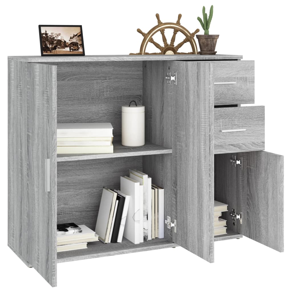 Dressoir 91x29,5x75 cm bewerkt hout grijs sonoma eikenkleurig is nu te koop bij PeponiXL, paradijselijk wonen!
