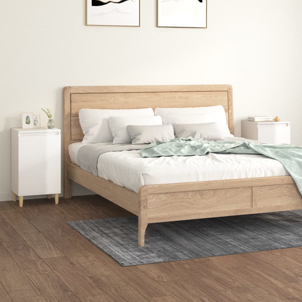 Nachtkastjes 2 st 40x35x70 cm bewerkt hout hoogglans wit is nu te koop bij PeponiXL, paradijselijk wonen!