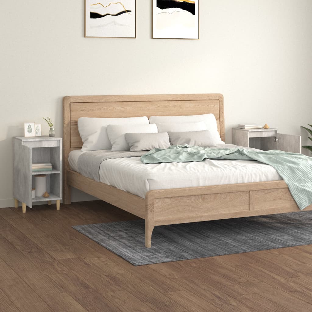 Nachtkastjes 2 st 40x35x70 cm bewerkt hout betongrijs is nu te koop bij PeponiXL, paradijselijk wonen!