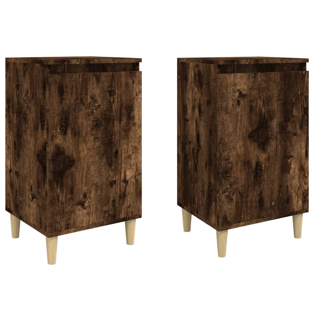 Nachtkastjes 2 st 40x35x70 cm bewerkt hout gerookt eikenkleurig is nu te koop bij PeponiXL, paradijselijk wonen!