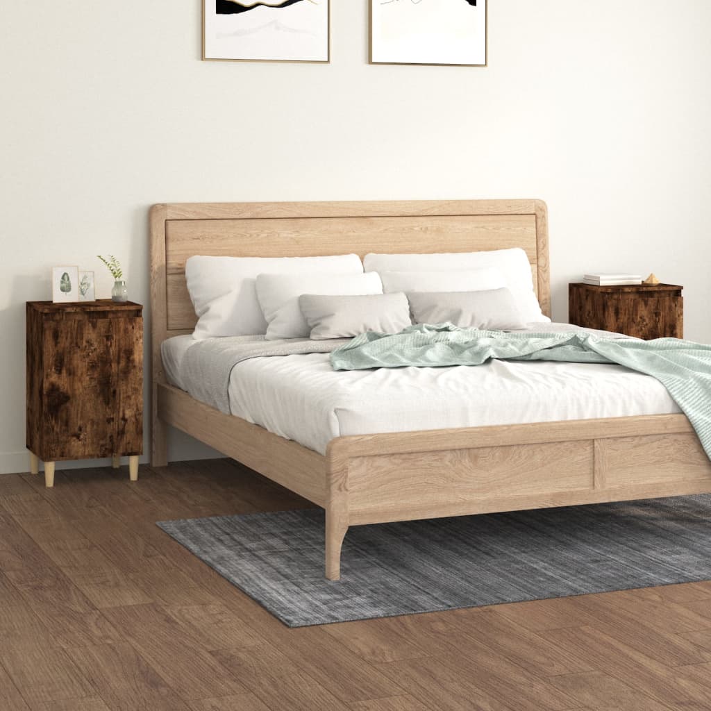 Nachtkastjes 2 st 40x35x70 cm bewerkt hout gerookt eikenkleurig is nu te koop bij PeponiXL, paradijselijk wonen!