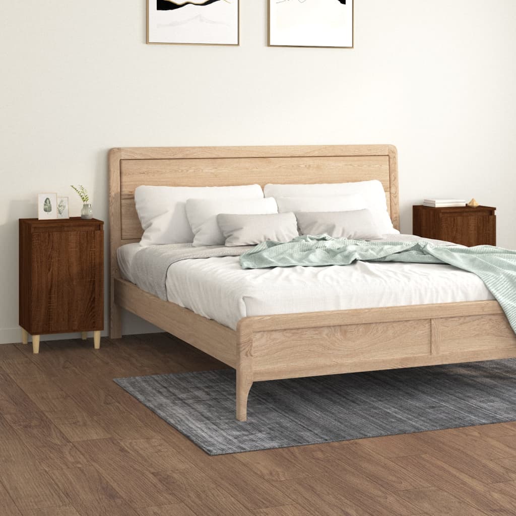 Nachtkastjes 2 st 40x35x70 cm bewerkt hout bruin eikenkleur is nu te koop bij PeponiXL, paradijselijk wonen!