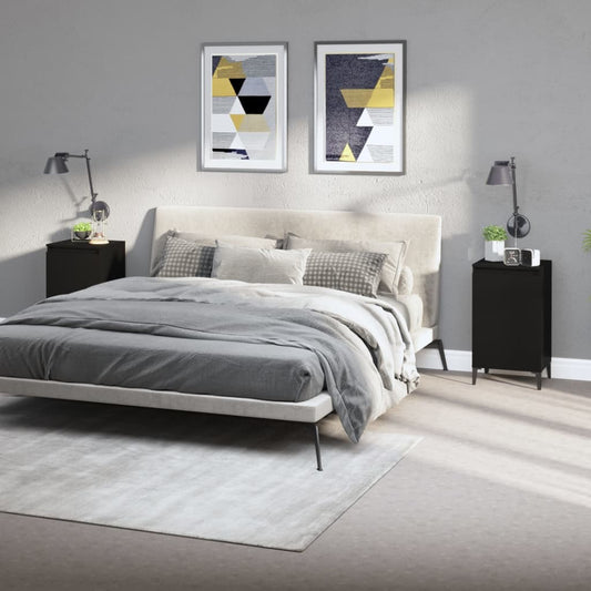 Nachtkastjes 2 st 40x35x70 cm bewerkt hout zwart is nu te koop bij PeponiXL, paradijselijk wonen!
