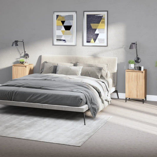 Nachtkastjes 2 st 40x35x70 cm bewerkt hout sonoma eikenkleurig is nu te koop bij PeponiXL, paradijselijk wonen!