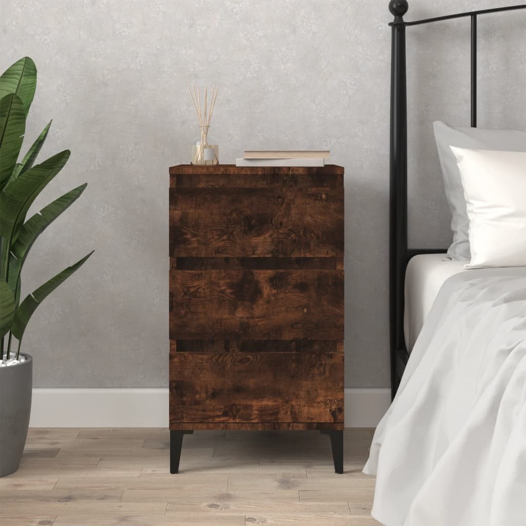 Nachtkastje 40x35x70 cm bewerkt hout gerookt eikenkleurig is nu te koop bij PeponiXL, paradijselijk wonen!