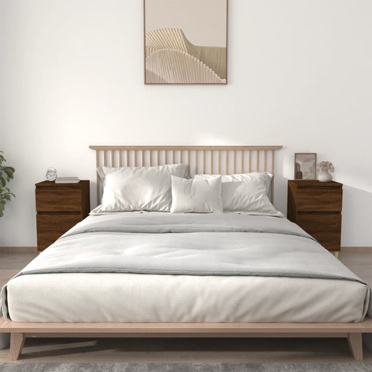 Nachtkastjes 2 st 40x35x70 cm bewerkt hout bruin eikenkleur is nu te koop bij PeponiXL, paradijselijk wonen!