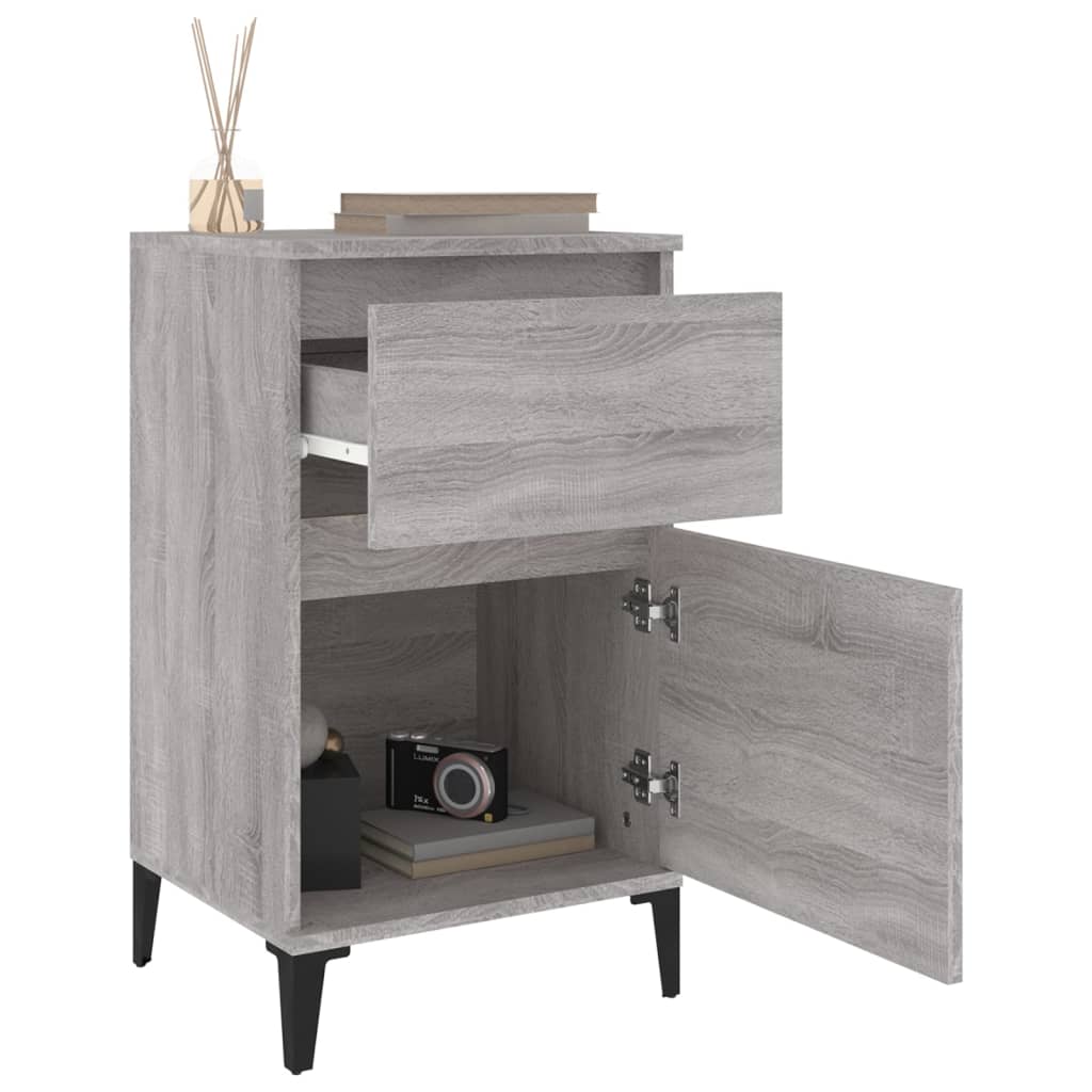 Nachtkastje 40x35x70 cm bewerkt hout grijs sonoma eikenkleurig is nu te koop bij PeponiXL, paradijselijk wonen!