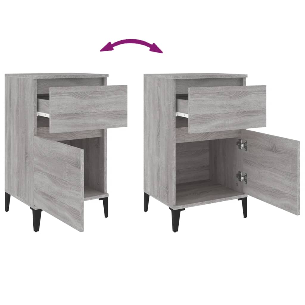 Nachtkastje 40x35x70 cm bewerkt hout grijs sonoma eikenkleurig is nu te koop bij PeponiXL, paradijselijk wonen!