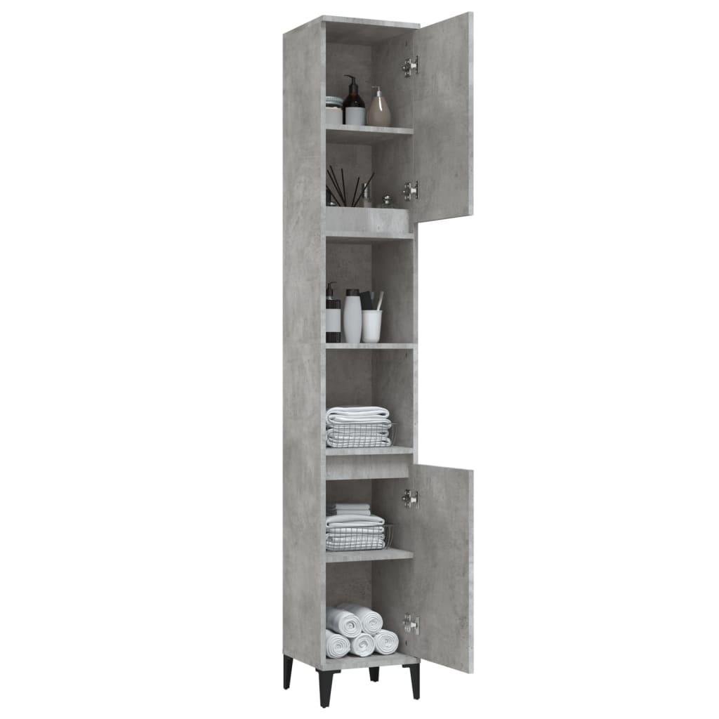 Badkamerkast 30x30x190 cm bewerkt hout betongrijs is nu te koop bij PeponiXL, paradijselijk wonen!