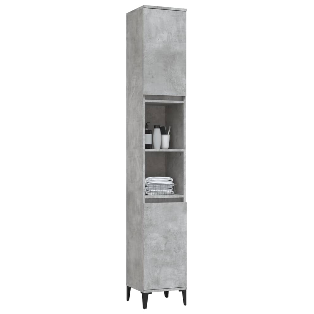 Badkamerkast 30x30x190 cm bewerkt hout betongrijs is nu te koop bij PeponiXL, paradijselijk wonen!