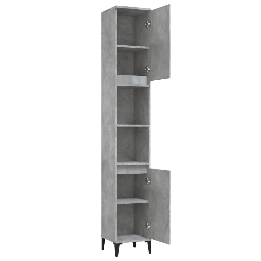 Badkamerkast 30x30x190 cm bewerkt hout betongrijs is nu te koop bij PeponiXL, paradijselijk wonen!