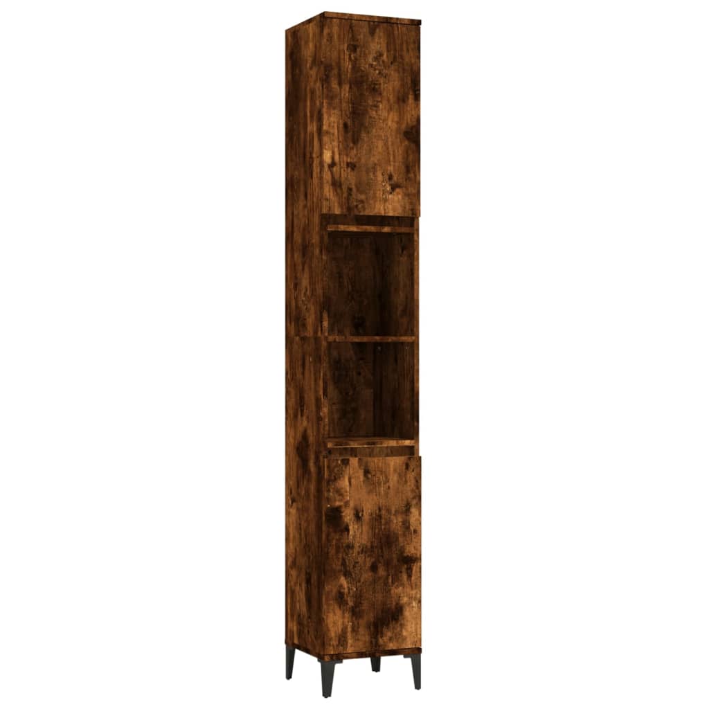 Badkamerkast 30x30x190 cm bewerkt hout gerookt eikenkleurig is nu te koop bij PeponiXL, paradijselijk wonen!