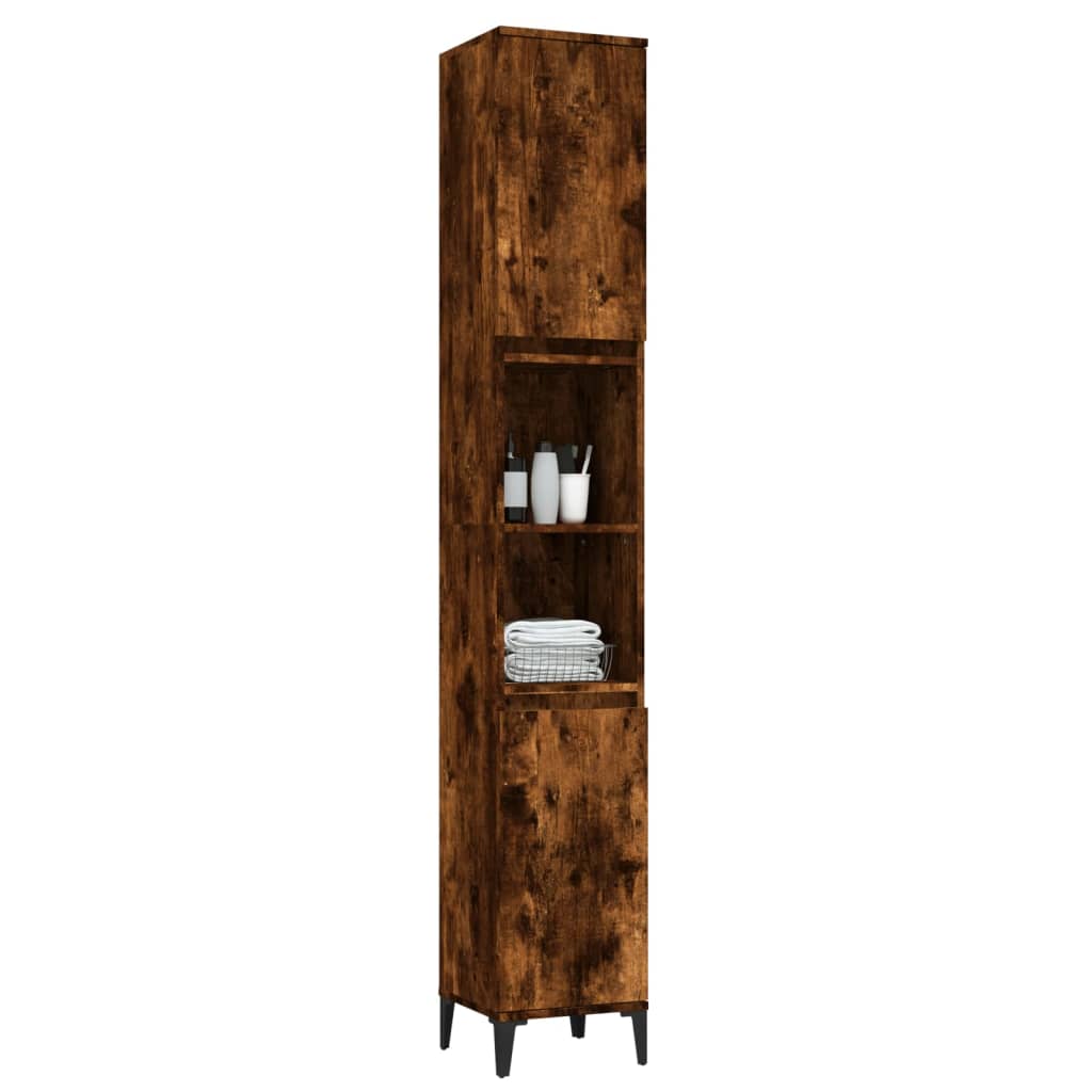 Badkamerkast 30x30x190 cm bewerkt hout gerookt eikenkleurig is nu te koop bij PeponiXL, paradijselijk wonen!