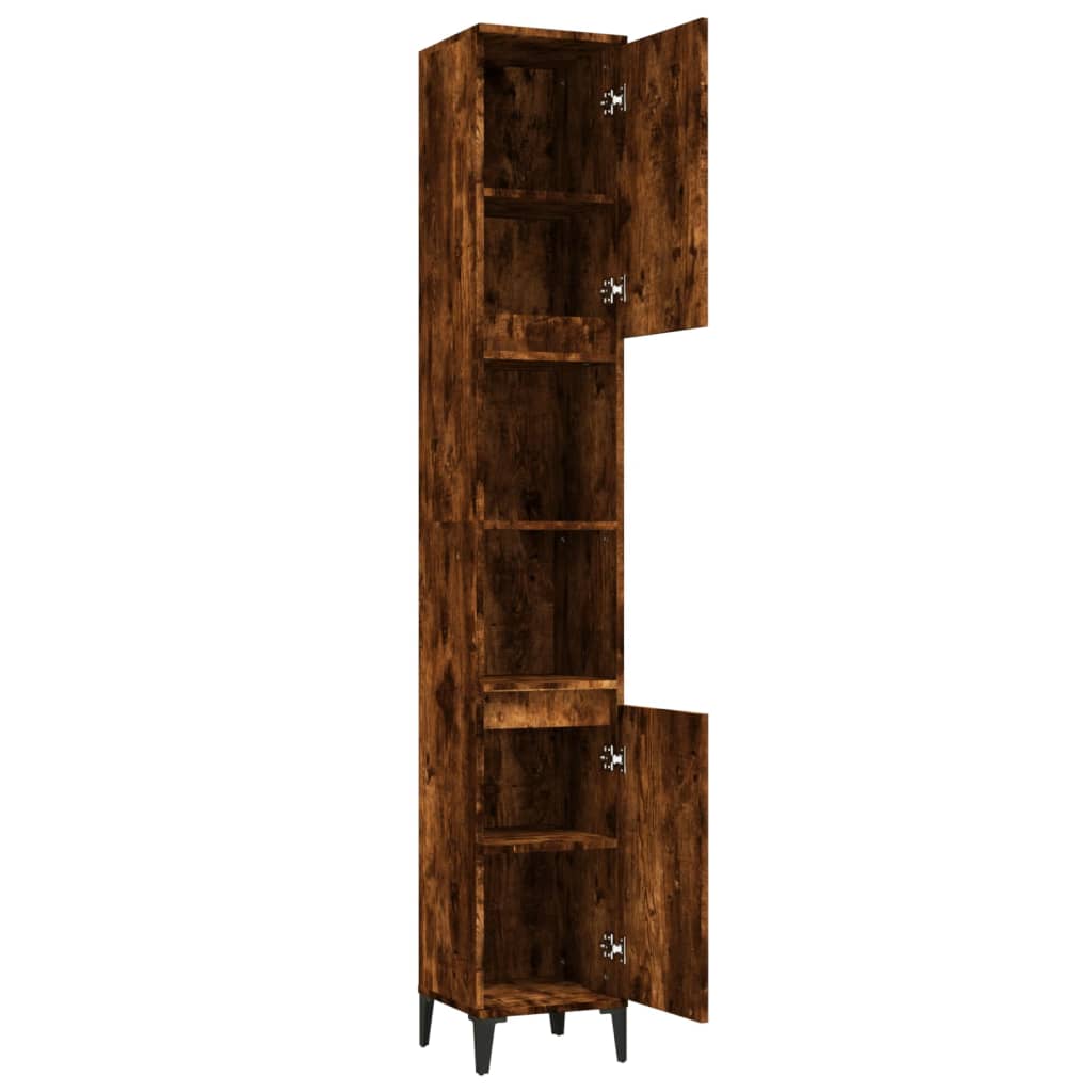 Badkamerkast 30x30x190 cm bewerkt hout gerookt eikenkleurig is nu te koop bij PeponiXL, paradijselijk wonen!