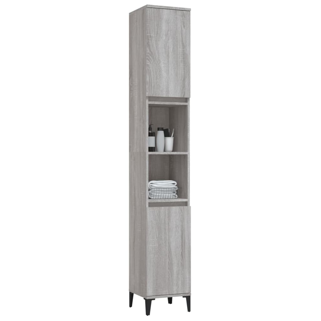 Badkamerkast 30x30x190 cm bewerkt hout grijs sonoma eikenkleur is nu te koop bij PeponiXL, paradijselijk wonen!