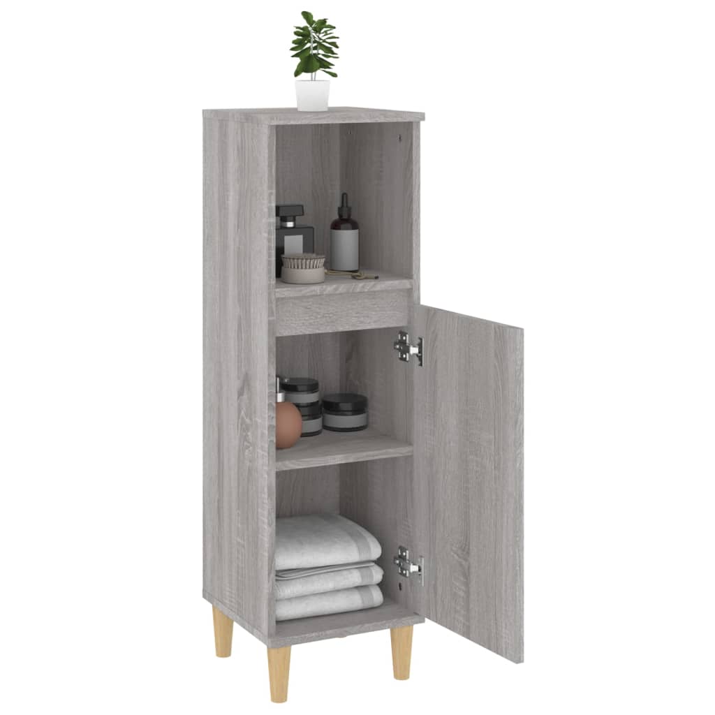 Badkamerkast 30x30x100 cm bewerkt hout grijs sonoma eikenkleur is nu te koop bij PeponiXL, paradijselijk wonen!