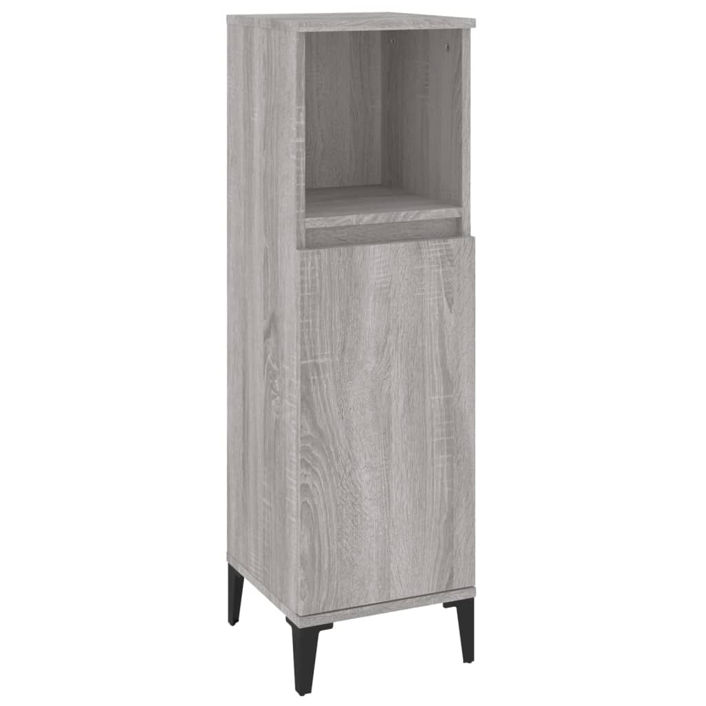 Badkamerkast 30x30x100 cm bewerkt hout grijs sonoma eikenkleur is nu te koop bij PeponiXL, paradijselijk wonen!