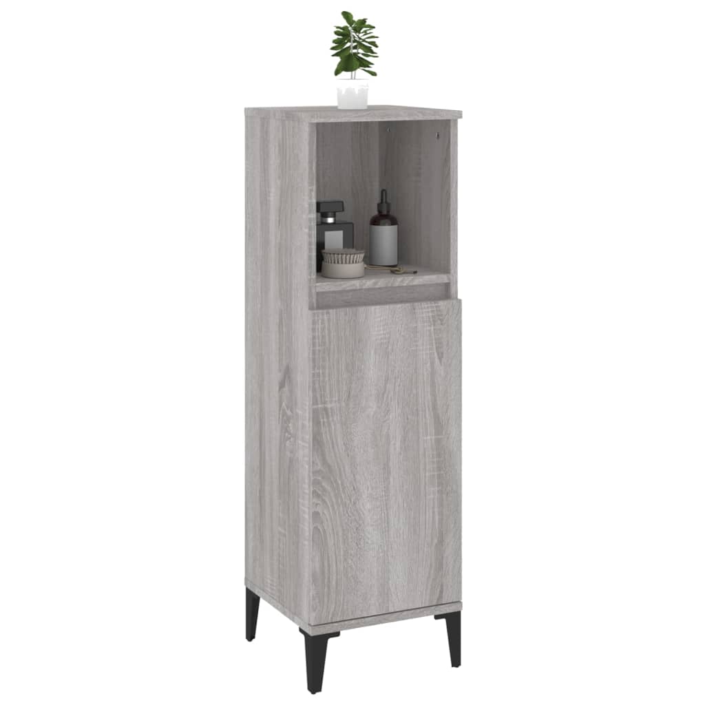 Badkamerkast 30x30x100 cm bewerkt hout grijs sonoma eikenkleur is nu te koop bij PeponiXL, paradijselijk wonen!