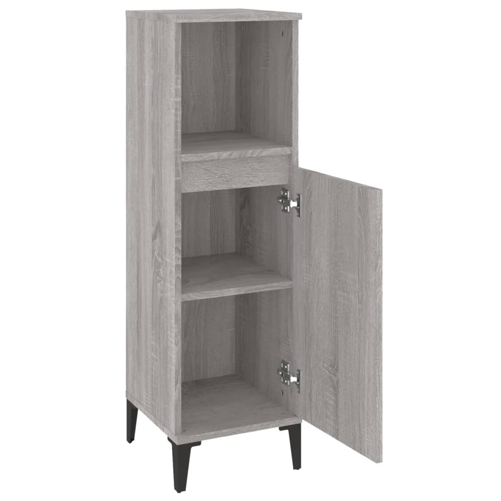 Badkamerkast 30x30x100 cm bewerkt hout grijs sonoma eikenkleur is nu te koop bij PeponiXL, paradijselijk wonen!