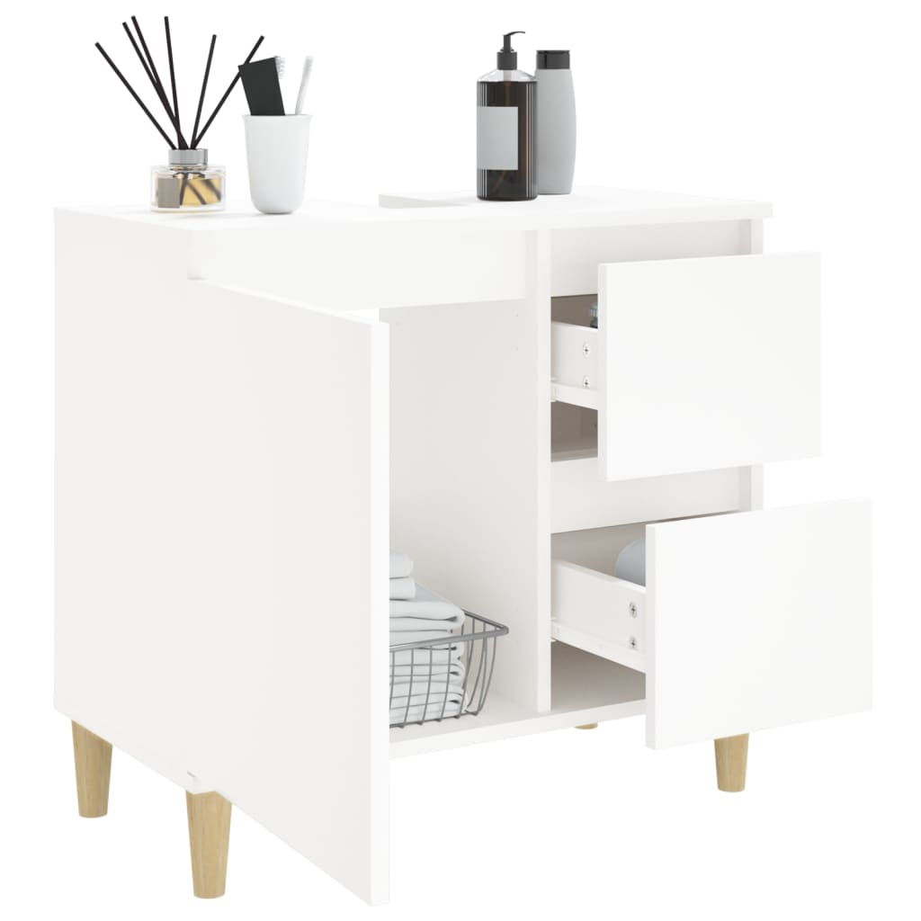 Badkamerkast 65x33x60 cm bewerkt hout wit is nu te koop bij PeponiXL, paradijselijk wonen!