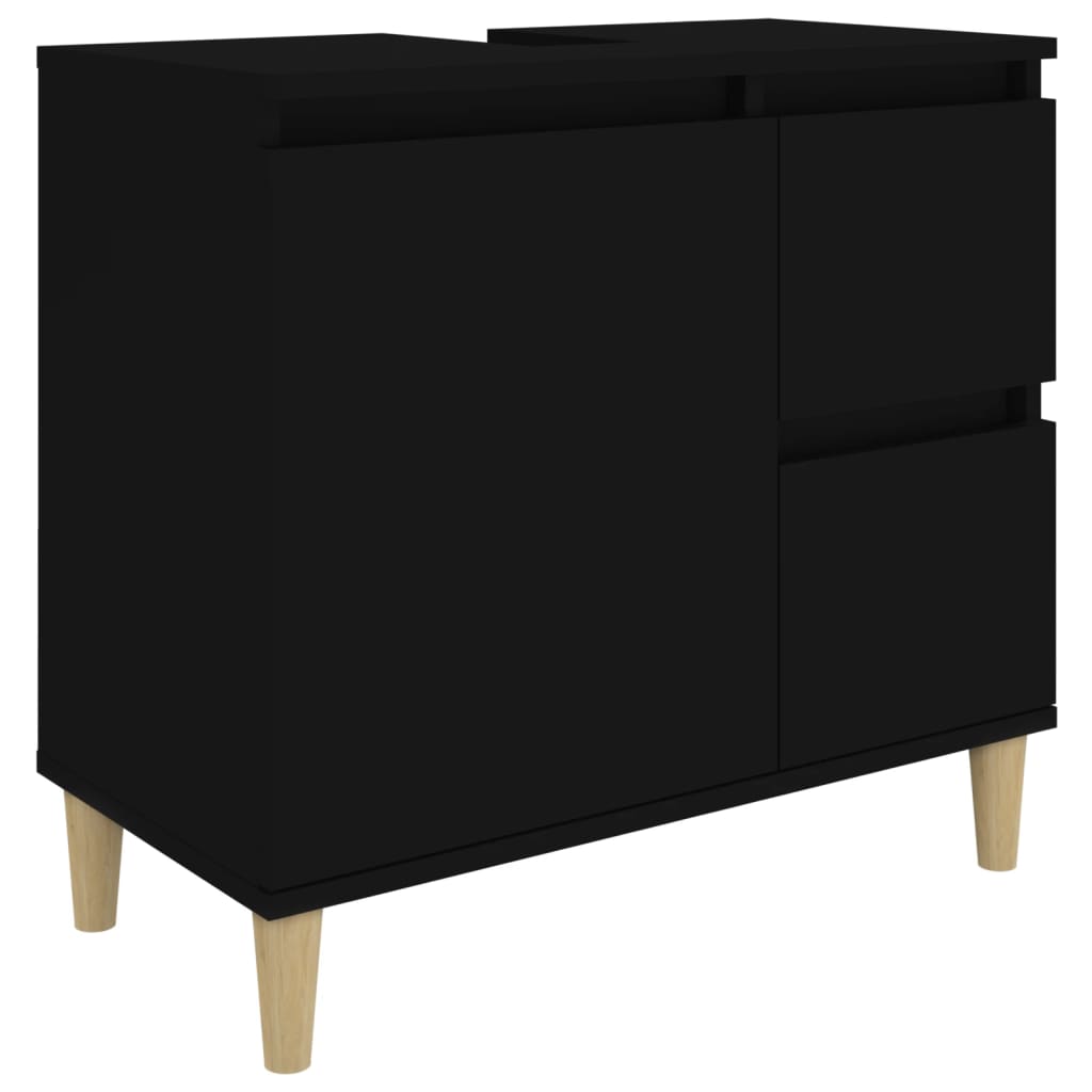 Badkamerkast 65x33x60 cm bewerkt hout zwart is nu te koop bij PeponiXL, paradijselijk wonen!