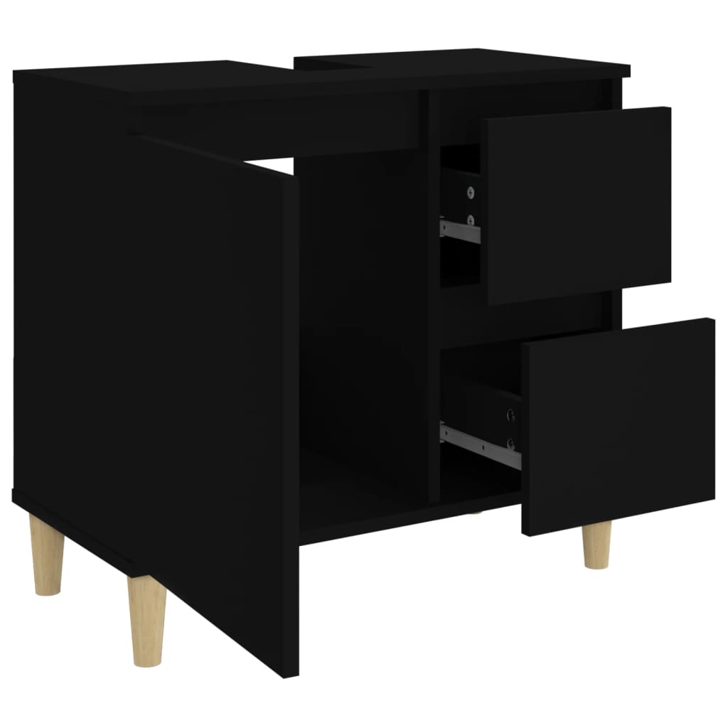Badkamerkast 65x33x60 cm bewerkt hout zwart is nu te koop bij PeponiXL, paradijselijk wonen!