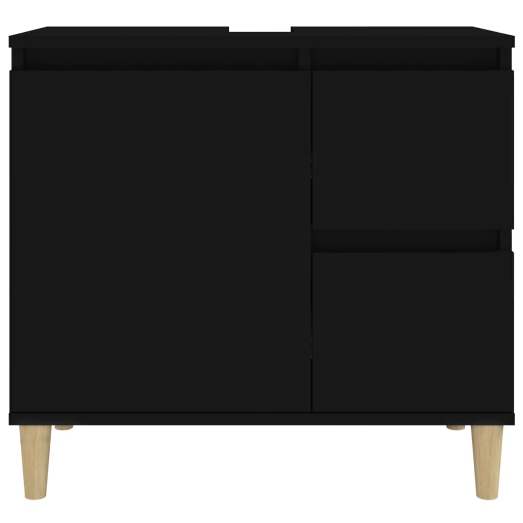 Badkamerkast 65x33x60 cm bewerkt hout zwart is nu te koop bij PeponiXL, paradijselijk wonen!