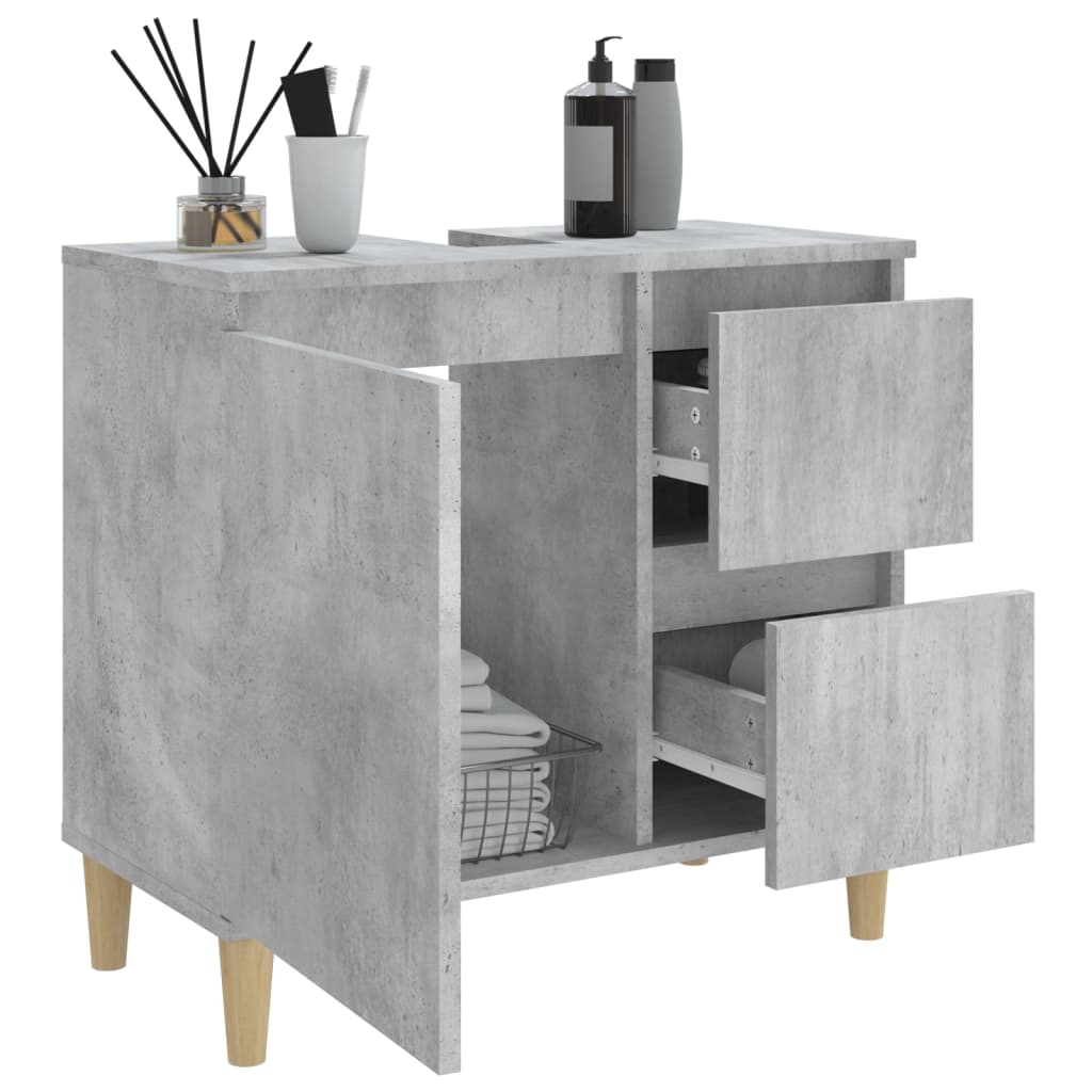 Badkamerkast 65x33x60 cm bewerkt hout betongrijs is nu te koop bij PeponiXL, paradijselijk wonen!
