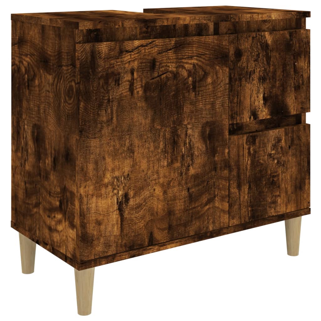 Badkamerkast 65x33x60 cm bewerkt hout gerookt eikenkleurig is nu te koop bij PeponiXL, paradijselijk wonen!