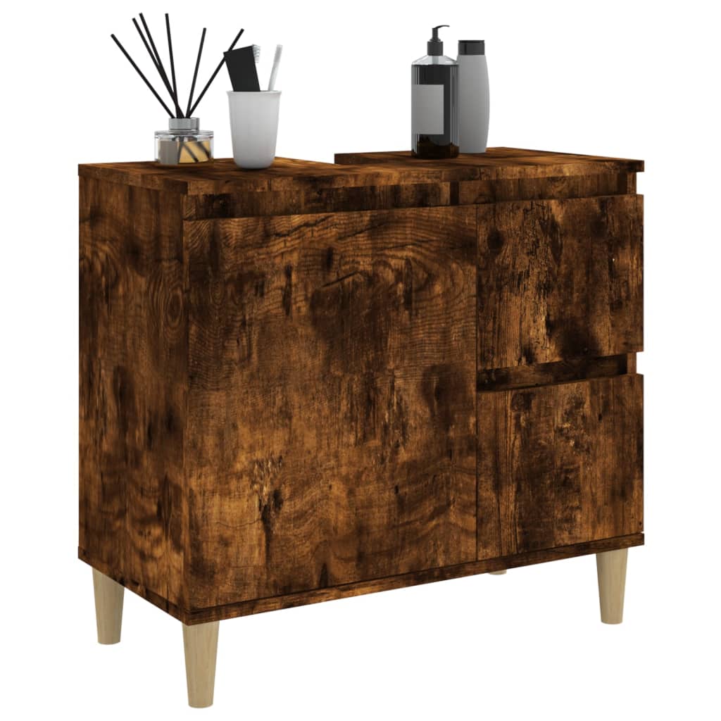 Badkamerkast 65x33x60 cm bewerkt hout gerookt eikenkleurig is nu te koop bij PeponiXL, paradijselijk wonen!