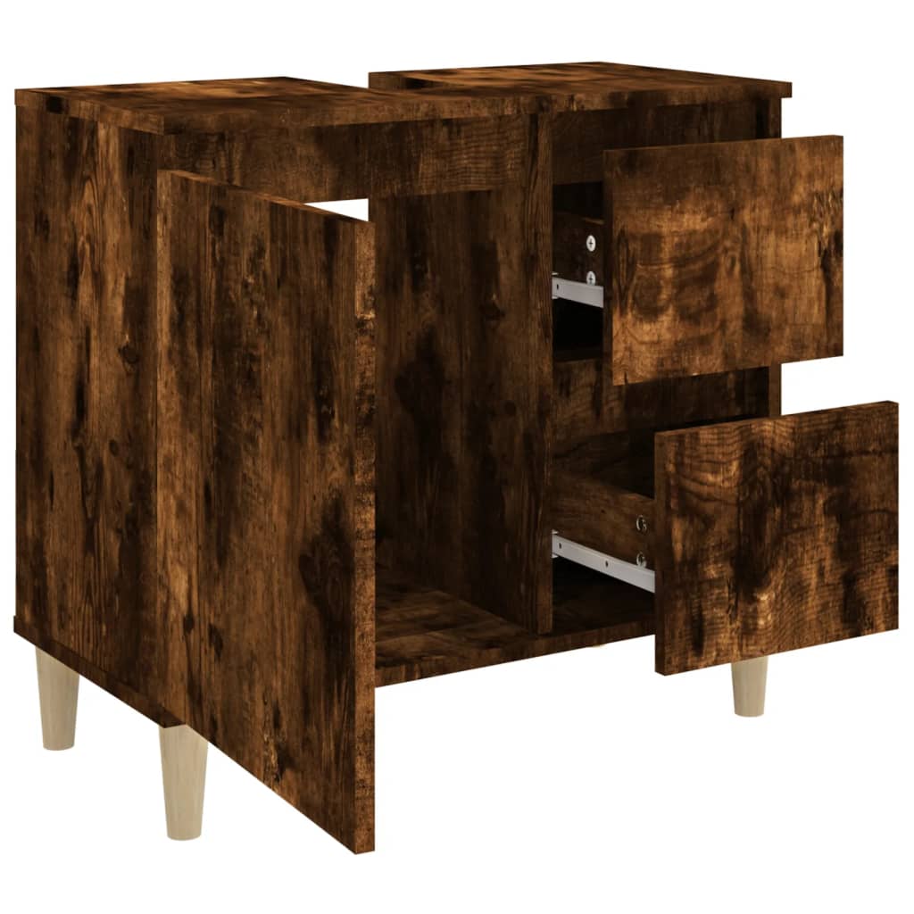 Badkamerkast 65x33x60 cm bewerkt hout gerookt eikenkleurig is nu te koop bij PeponiXL, paradijselijk wonen!