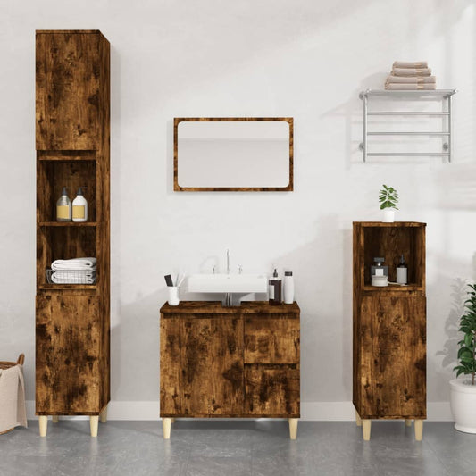 Badkamerkast 65x33x60 cm bewerkt hout gerookt eikenkleurig is nu te koop bij PeponiXL, paradijselijk wonen!