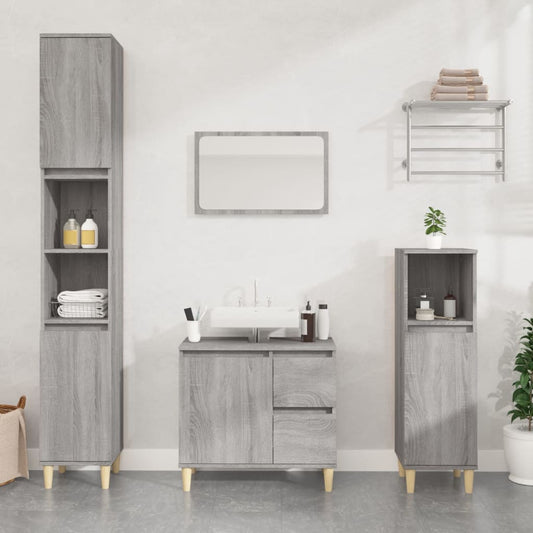 Badkamerkast 65x33x60 cm bewerkt hout grijs sonoma eikenkleurig is nu te koop bij PeponiXL, paradijselijk wonen!