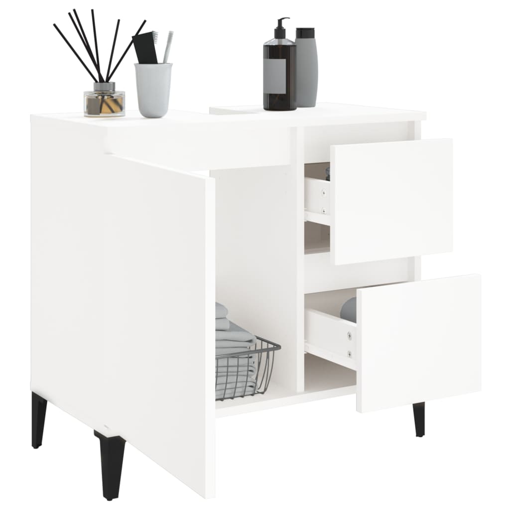 Badkamerkast 65x33x60 cm bewerkt hout wit is nu te koop bij PeponiXL, paradijselijk wonen!