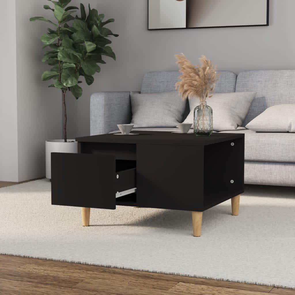 Salontafel 55x55x36,5 cm bewerkt hout zwart is nu te koop bij PeponiXL, paradijselijk wonen!