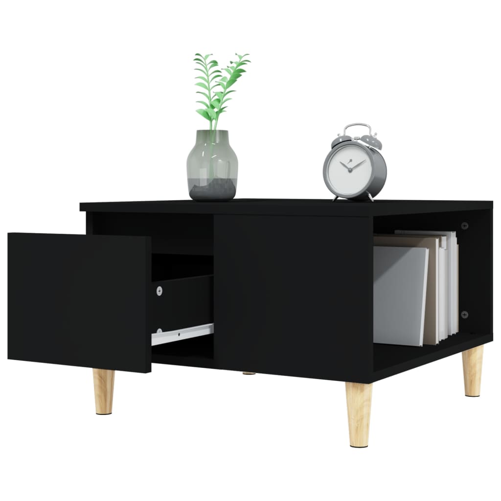 Salontafel 55x55x36,5 cm bewerkt hout zwart is nu te koop bij PeponiXL, paradijselijk wonen!