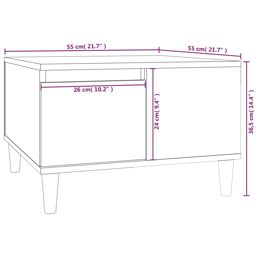 Salontafel 55x55x36,5 cm bewerkt hout zwart is nu te koop bij PeponiXL, paradijselijk wonen!