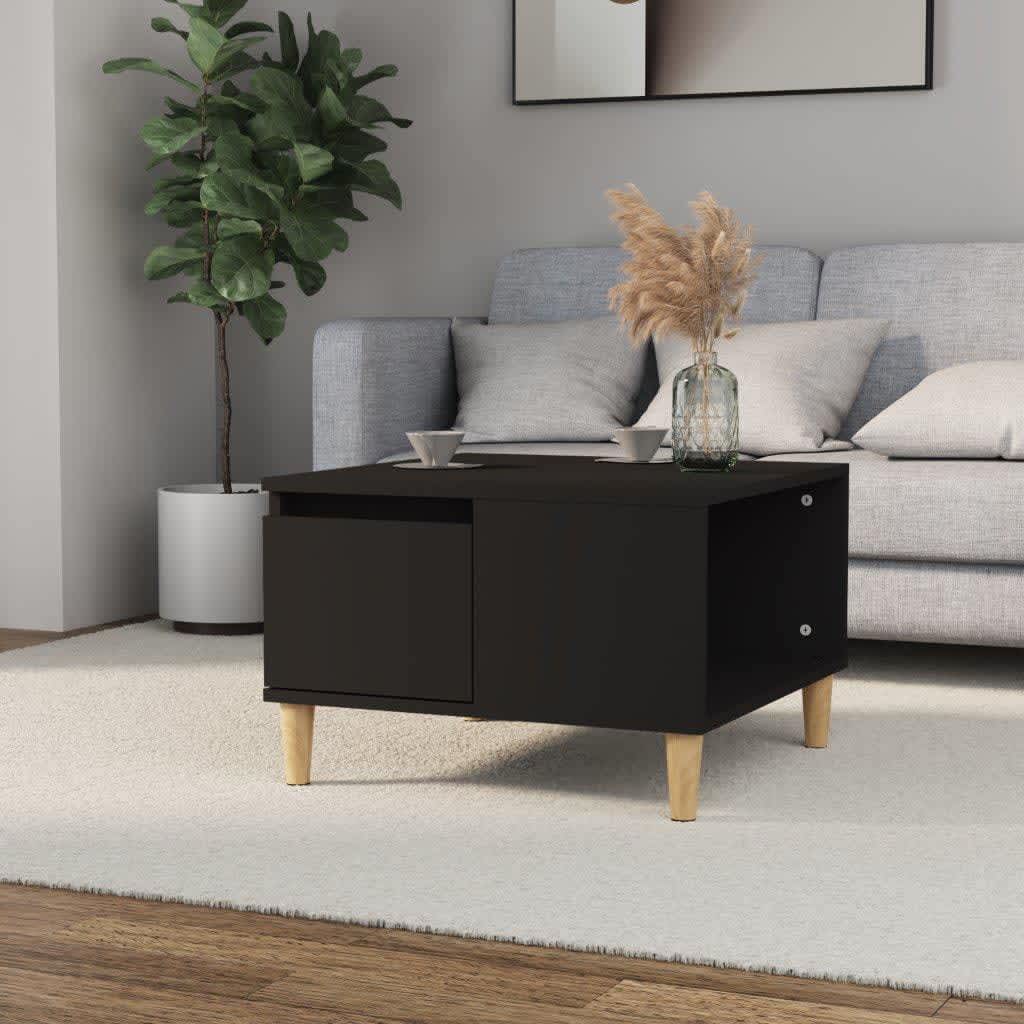 Salontafel 55x55x36,5 cm bewerkt hout zwart is nu te koop bij PeponiXL, paradijselijk wonen!