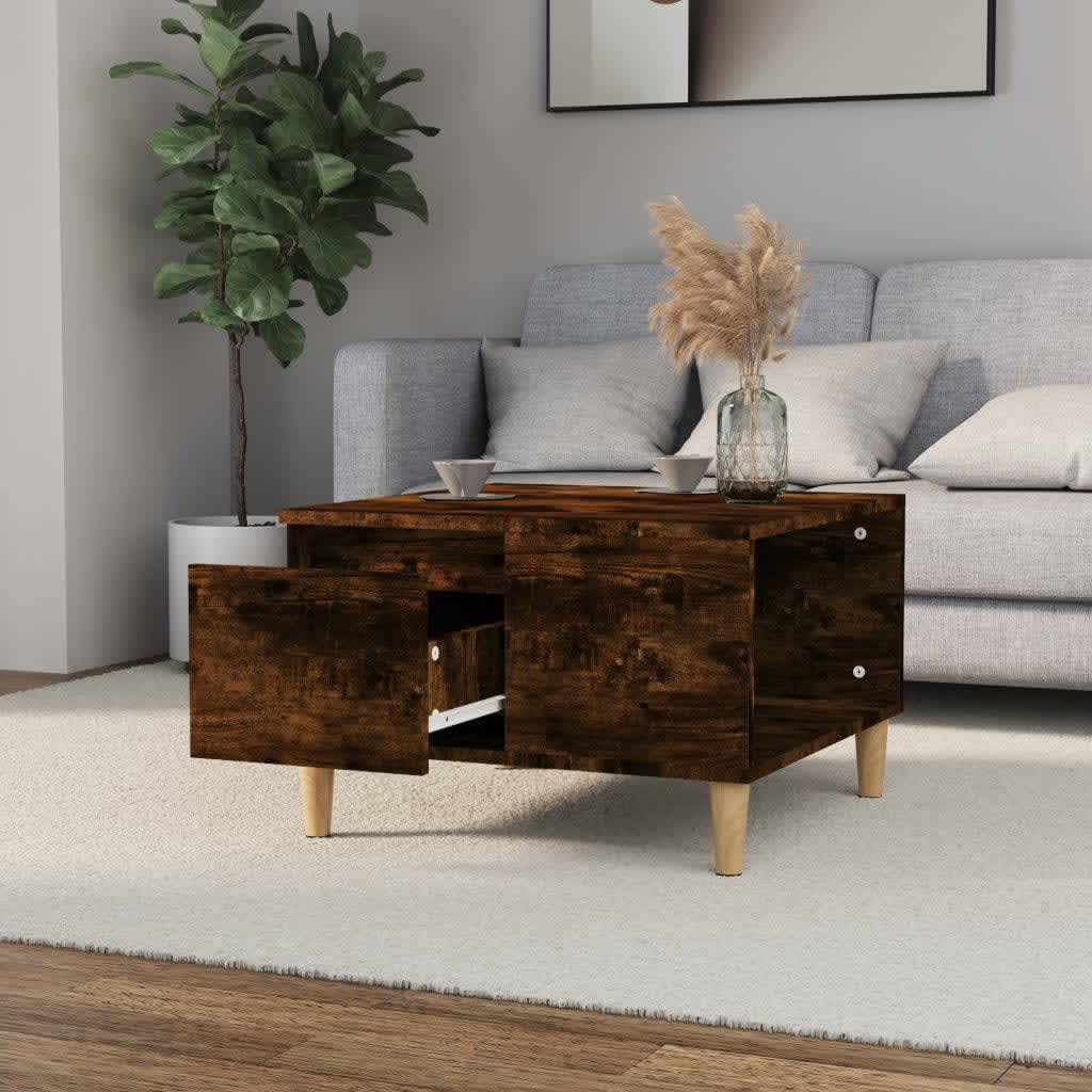 Salontafel 55x55x36,5 cm bewerkt hout gerookt eikenkleurig is nu te koop bij PeponiXL, paradijselijk wonen!