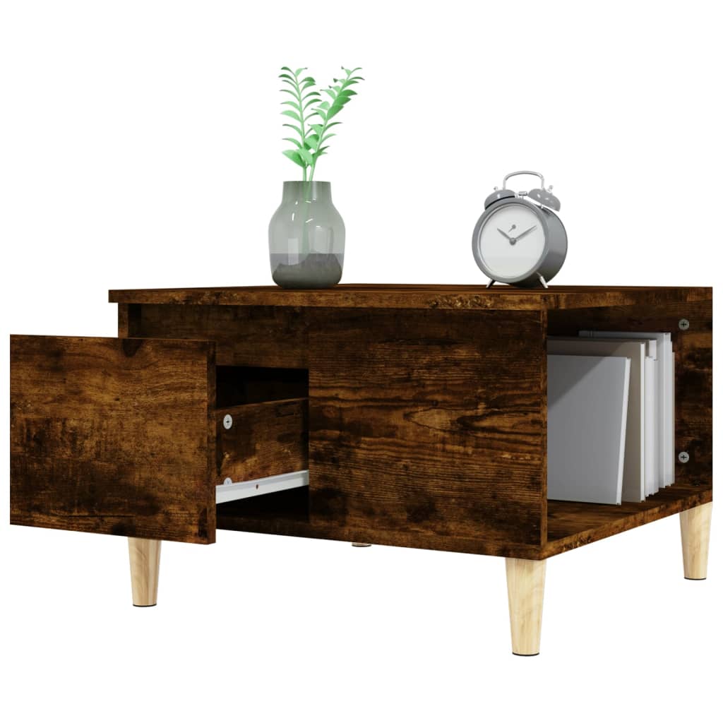Salontafel 55x55x36,5 cm bewerkt hout gerookt eikenkleurig is nu te koop bij PeponiXL, paradijselijk wonen!
