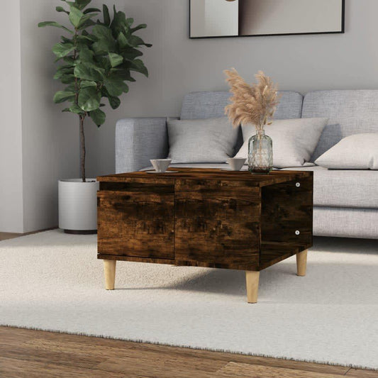 Salontafel 55x55x36,5 cm bewerkt hout gerookt eikenkleurig is nu te koop bij PeponiXL, paradijselijk wonen!