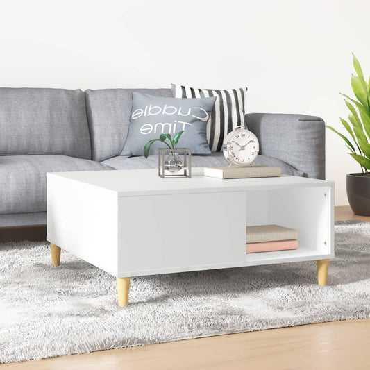 Salontafel 80x80x36,5 cm bewerkt hout wit is nu te koop bij PeponiXL, paradijselijk wonen!