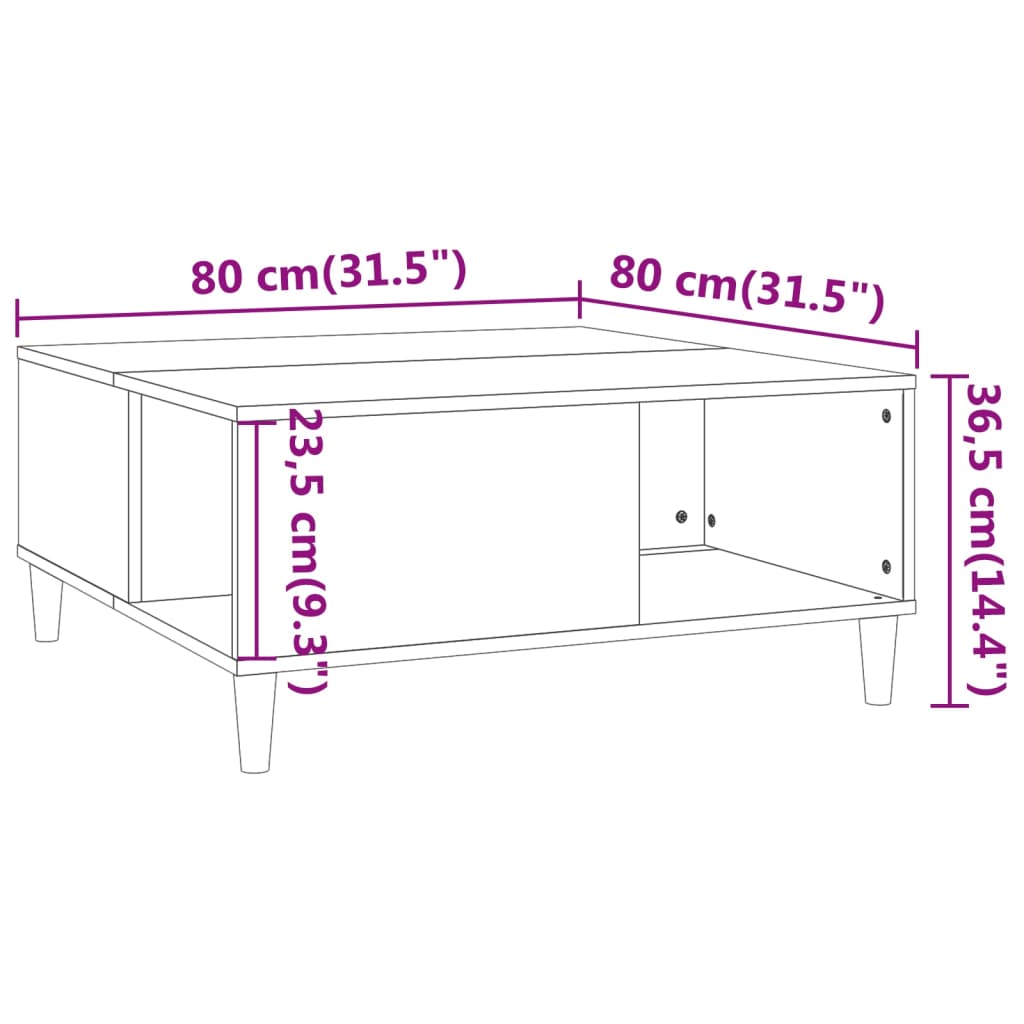 Salontafel 80x80x36,5 cm bewerkt hout betongrijs is nu te koop bij PeponiXL, paradijselijk wonen!