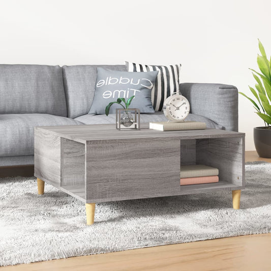 Salontafel 80x80x36,5 cm bewerkt hout grijs sonoma eikenkleurig is nu te koop bij PeponiXL, paradijselijk wonen!